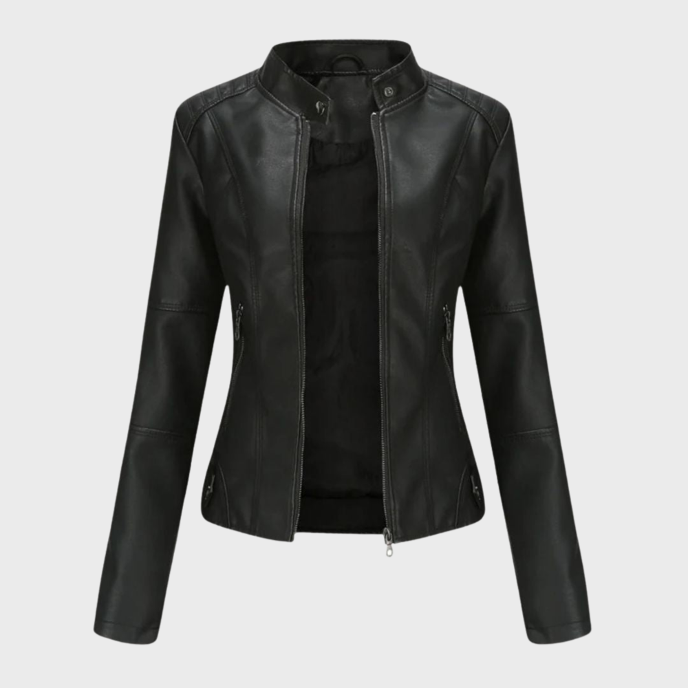 Māra Leather Jacket – sieviešu klasiskā ādas jaka ar elegantu piegriezumu