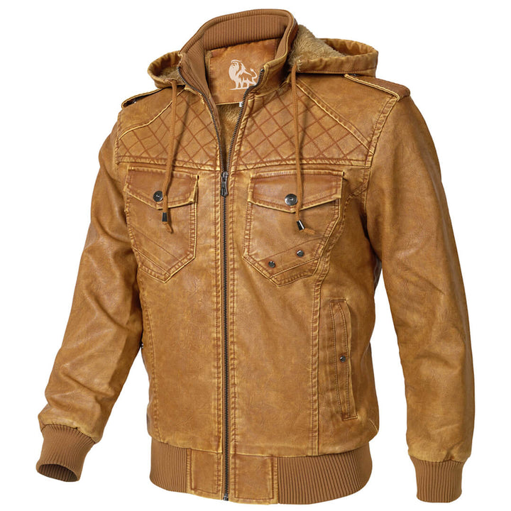 Veste en Cuir de Luxe | Ekskluzīva luksusa ādas jaka ar noņemamu kapuci