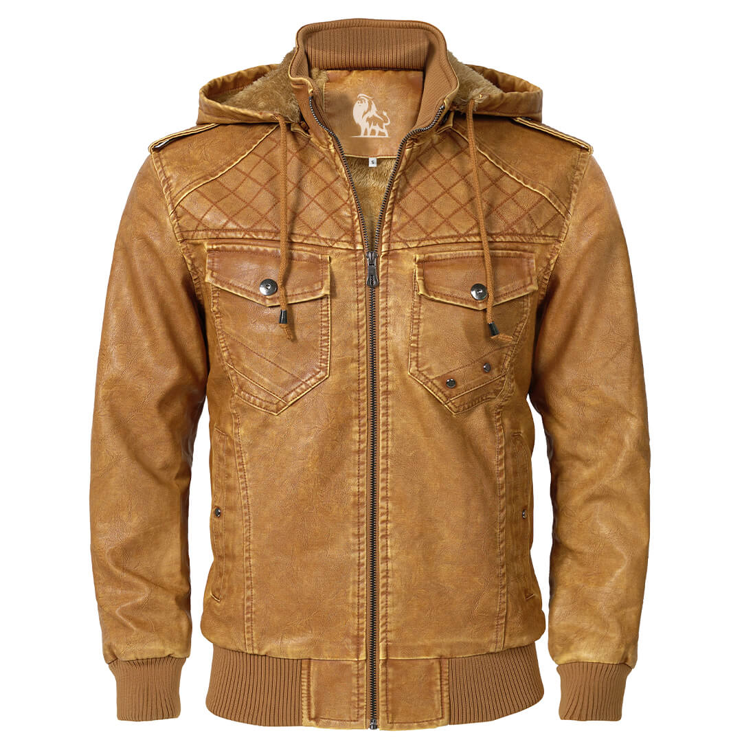 Veste en Cuir de Luxe | Ekskluzīva luksusa ādas jaka ar noņemamu kapuci