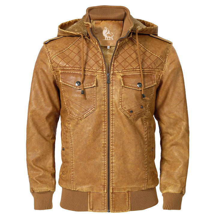Veste en Cuir de Luxe | Ekskluzīva luksusa ādas jaka ar noņemamu kapuci