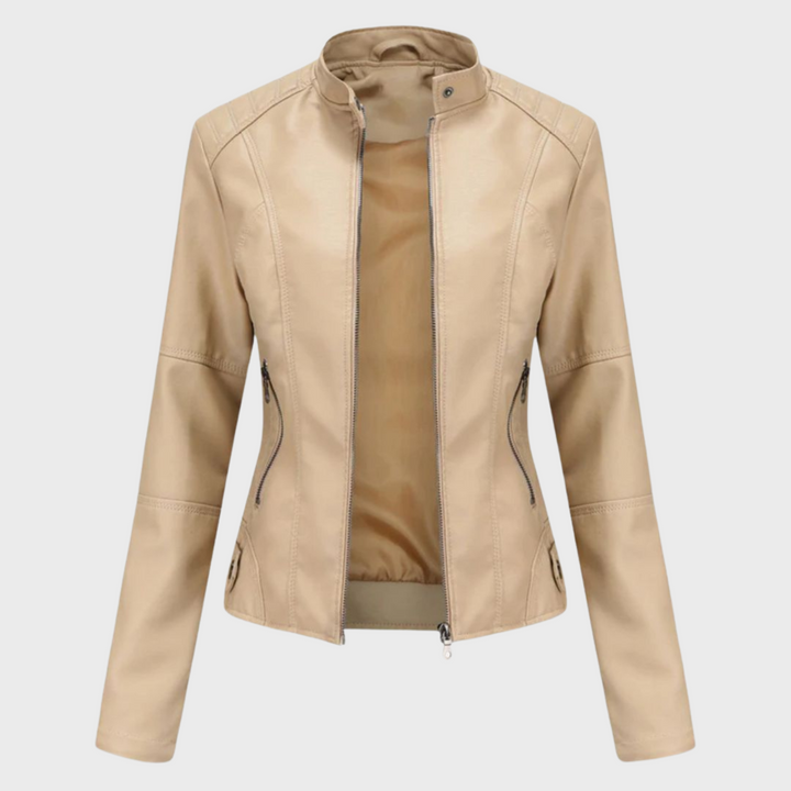 Māra Leather Jacket – sieviešu klasiskā ādas jaka ar elegantu piegriezumu