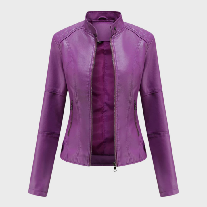 Māra Leather Jacket – sieviešu klasiskā ādas jaka ar elegantu piegriezumu