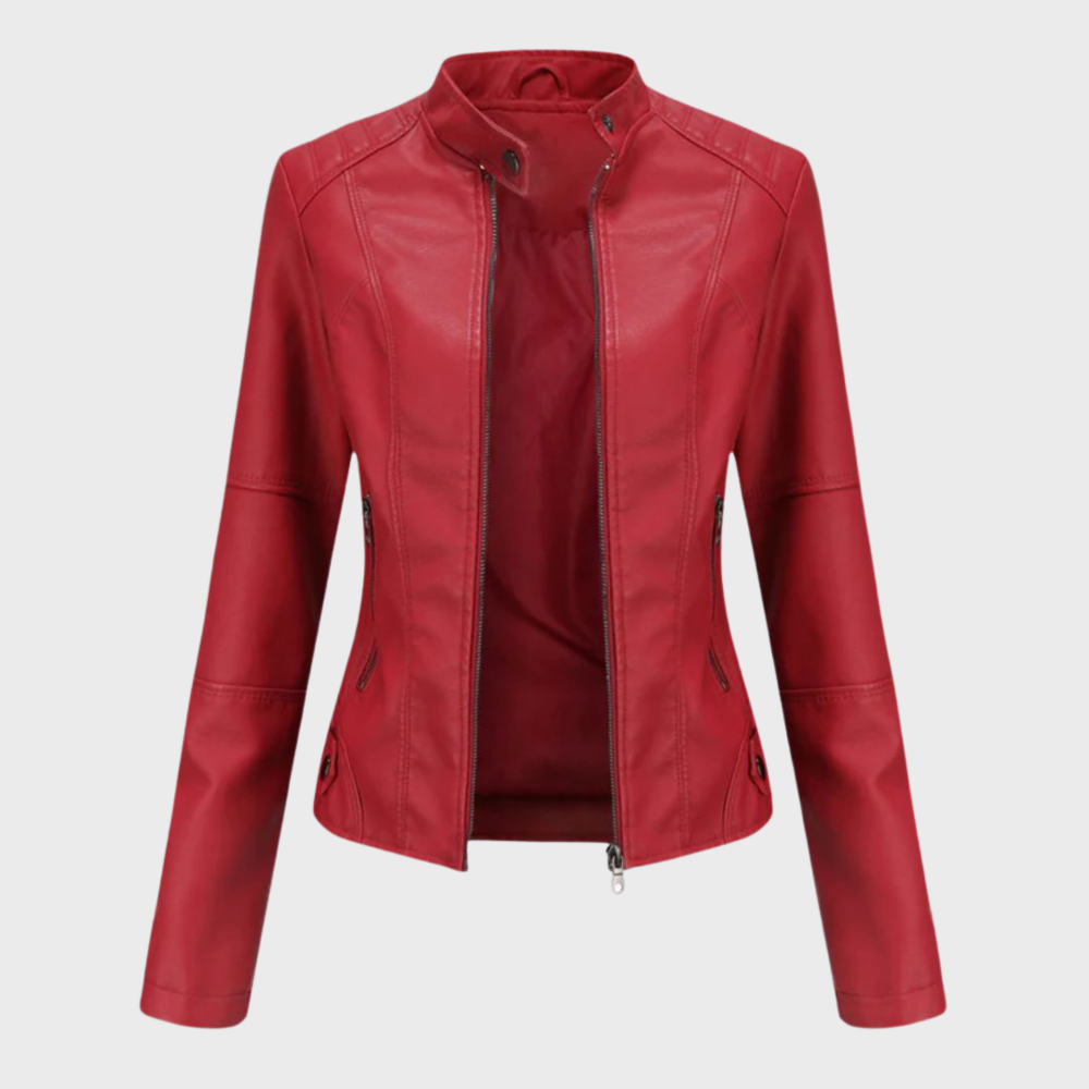 Māra Leather Jacket – sieviešu klasiskā ādas jaka ar elegantu piegriezumu