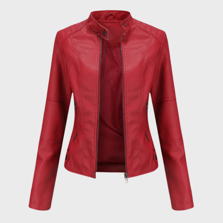 Māra Leather Jacket – sieviešu klasiskā ādas jaka ar elegantu piegriezumu