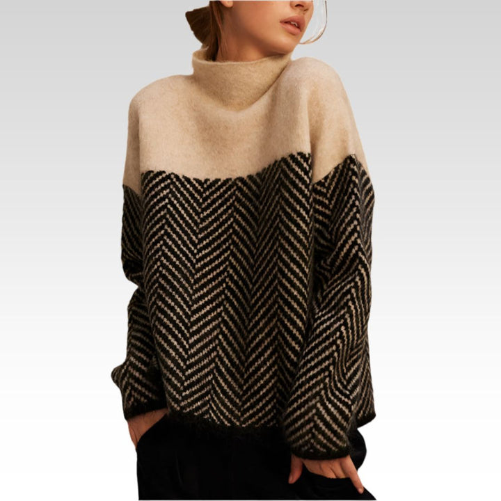 Alvīne Knit – premium augstās apkakles džemperis ar izsmalcinātu faktūru