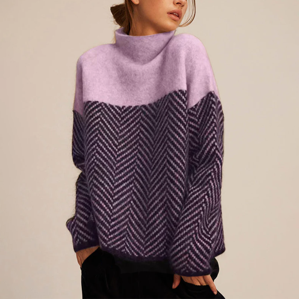 Alvīne Knit – premium augstās apkakles džemperis ar izsmalcinātu faktūru